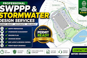 design swppp stormwater grading drainage plan and bmp details