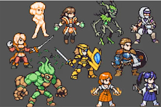 create pixel art sprite sheet animation rpg game character indie game assets