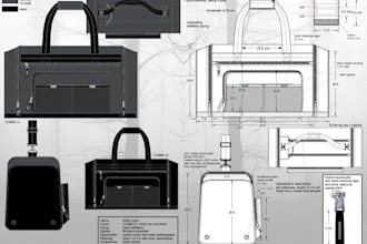 design bag concepts and detailed tech pack for handbags, backpacks, totes, purse