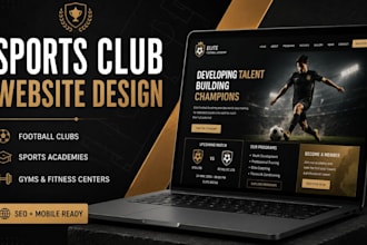 design responsive sports club website, football gym website, gym website design