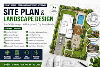 create autocad site plans, beam, patio, hoa approval and landscape designs fast