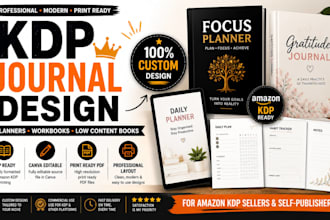 design a professional journal, planner or workbook for amazon KDP