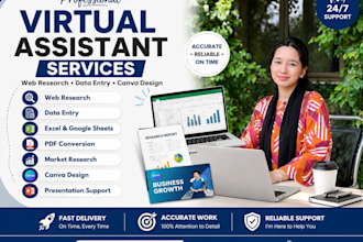 do web research, data entry and canva design tasks