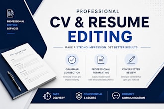 edit, proofread and improve your CV, resume and cover letter