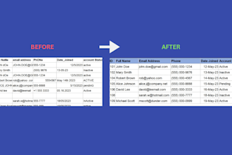 messy excel data, remove duplicates and format spreadsheets