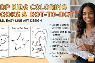 create kdp coloring book, bold easy line art, kids coloring pages, dot to dot
