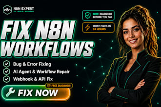 fix n8n bugs, errors, n8n automation, n8n ai agent, n8n workflow, api, webhook