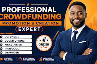 promote crowdfunding campaigns on kickstarter, indiegogo, gofundme