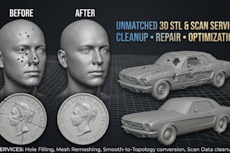 edit, fix stl files mesh repair clean scans and modify stl file for 3d prinitng