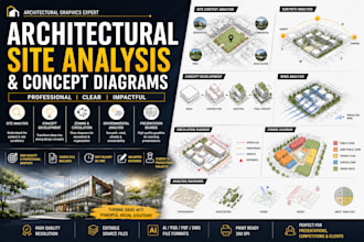 create professional architectural site analysis and concept diagrams for project