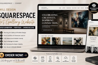 design squarespace art gallery website artist exhibition portfolio showcase site