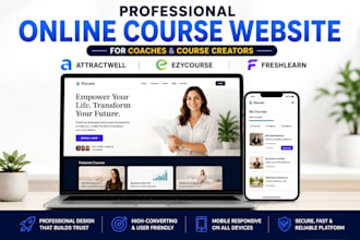 design a professional attractwell, ezycourse, freshlearn online course website