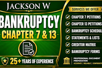 prepare bankruptcy paperwork for chapter 7 and 13