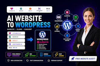migrate lovable ai, base44, wix ai, hostinger ai or replit website to wordpress