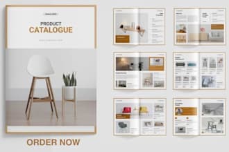 design retail product catalog for home goods and home decor furniture marketing