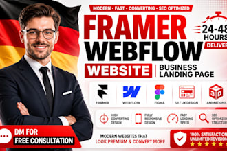 develop framer website webflow business landing page figma ui ux 3d animations