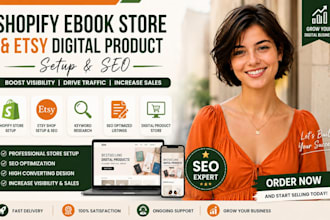 setup shopify ebook store etsy digital product shopify marketing etsy shop SEO