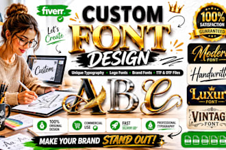 create custom font, typeface and typography design in ttf or otf, brand identity