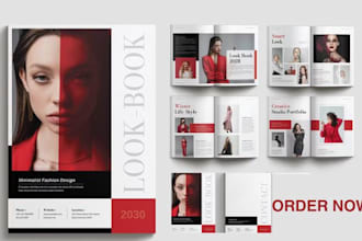 design promotional product catalog, lookbook for fashion apparel clothing brand