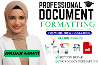 do professional document formatting for word PDF and google docs