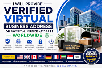 provide verified virtual business address or physical office address worldwide