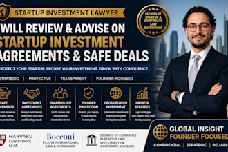 review startup investment, safe, and shareholder agreements