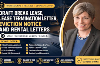 draft break lease, lease termination letter, eviction notice and rental letters