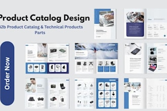 design promotional b2b product catalog, brochure for technical products parts
