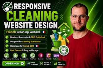build house cleaning website, office cleaning website, france cleaning website