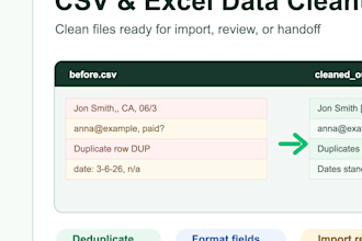 clean CSV or excel data and prepare it for import today