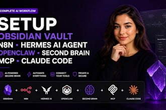 setup obsidian vault n8n hermes ai agent openclaw second brain mcp claude code