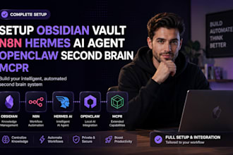 setup obsidian vault n8n hermes ai agent openclaw second brain mcp