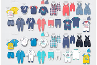 design children fashion tech pack, baby wear kids clothing with flat sketch