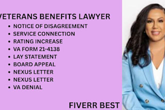 be your lawyer and help with VA disability claims, appeal, and veterans benefits