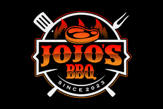 make american BBQ restaurant logo for meat lovers in japan