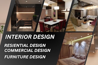 design 2d and 3d interior layout with furniture plan for residential spaces