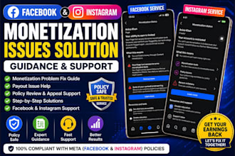 help fix facebook and instagram monetization and payout issues with guidance
