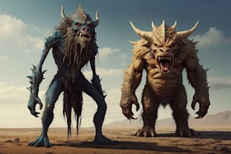 draw concept art and illustration of characters and monsters