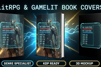 design a litrpg and gamelit book cover for amazon KDP