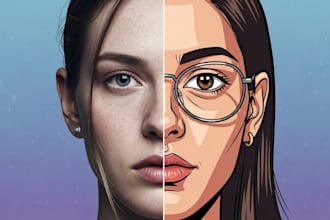 paint realistic or cartoon digital portraits
