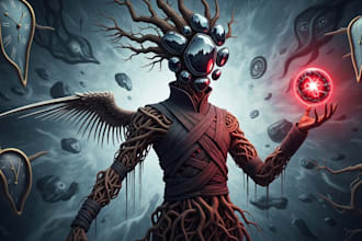 draw a custom dark surrealism for apparel
