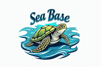 design a unique sea turtle beach logo for your brand