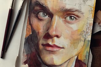 paint an authentic hand painted watercolor portrait