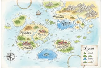 create custom hand drawn map in watercolor style