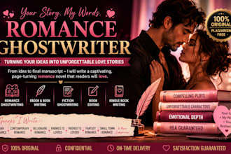 be your romance ghostwriter, fiction book writer, and romance book editor