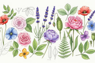 paint watercolor flowers and botanical illustrations