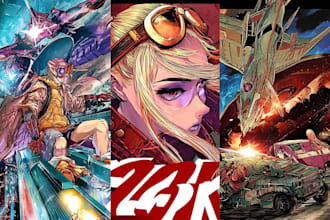 manga comic book illustration, manga comic art