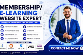 build membership website development with learndash lms buddyboss kajabi wix pro