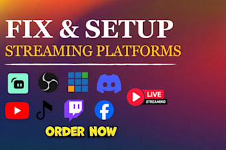 setup or fix obs studio, streamlabs and vmix for twitch,