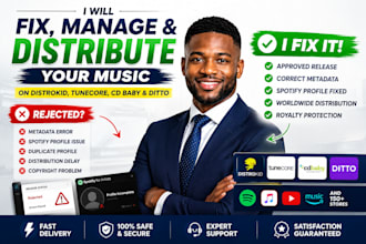 fix, manage and distribute your music on distrokid, tunecore, cd baby and ditto